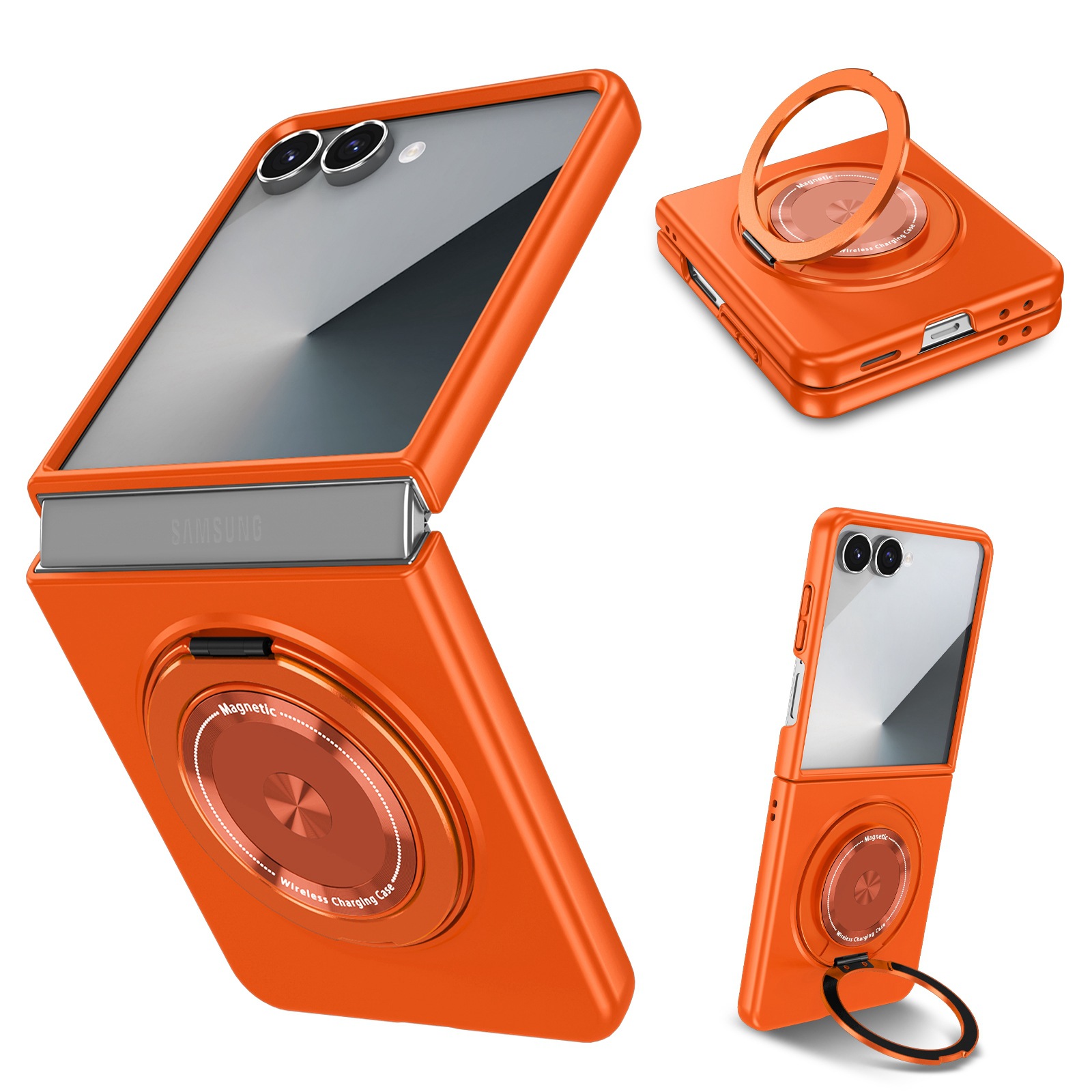 Compatible with Samsung Z Flip 8/7 phone case, 6/5 magnetic 360° rotating stand, 4/3 folding screen drop protection case