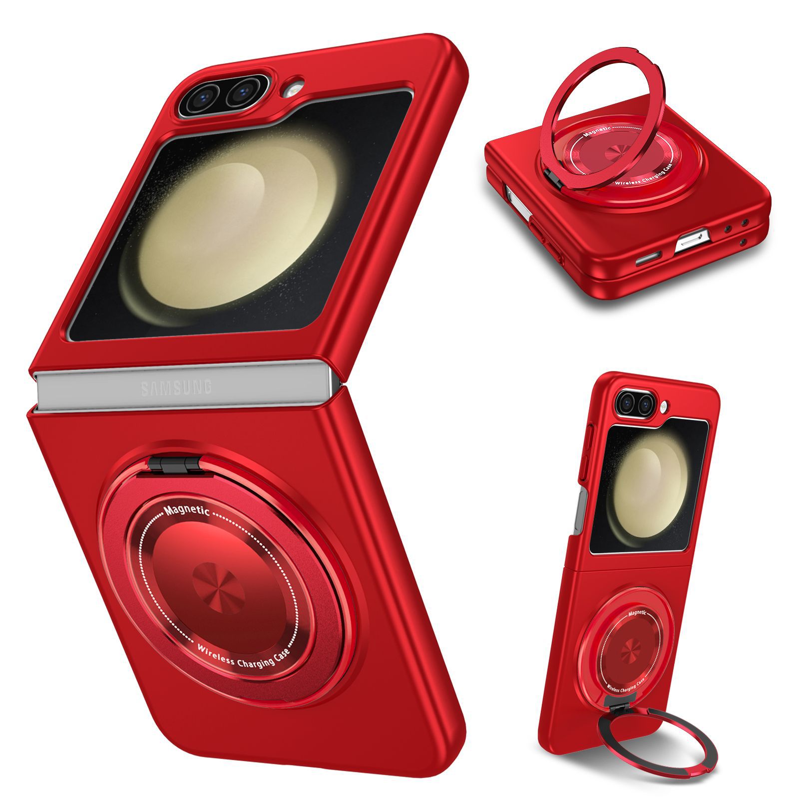 Compatible with Samsung Z Flip 8/7 phone case, 6/5 magnetic 360° rotating stand, 4/3 folding screen drop protection case