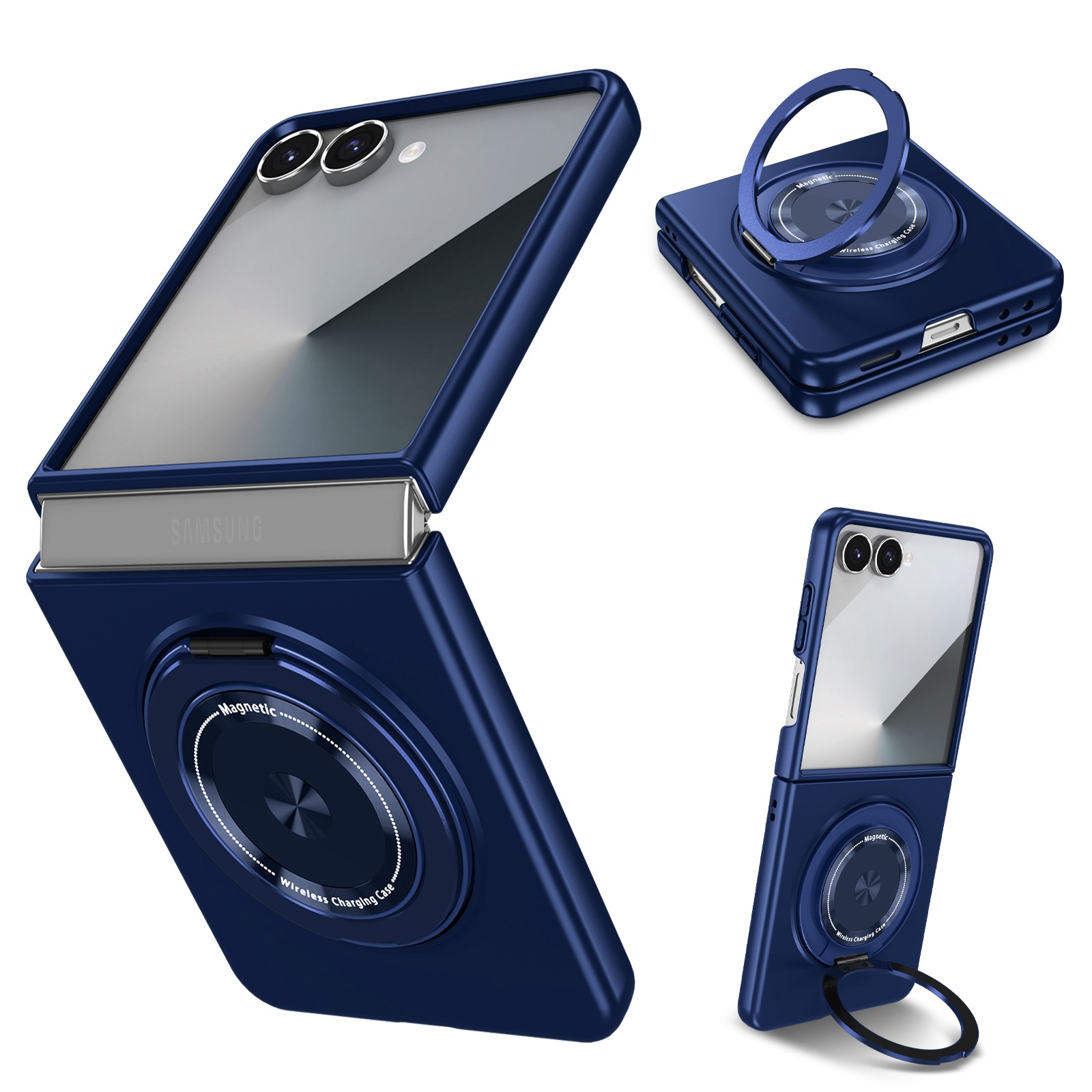 Compatible with Samsung Z Flip 8/7 phone case, 6/5 magnetic 360° rotating stand, 4/3 folding screen drop protection case