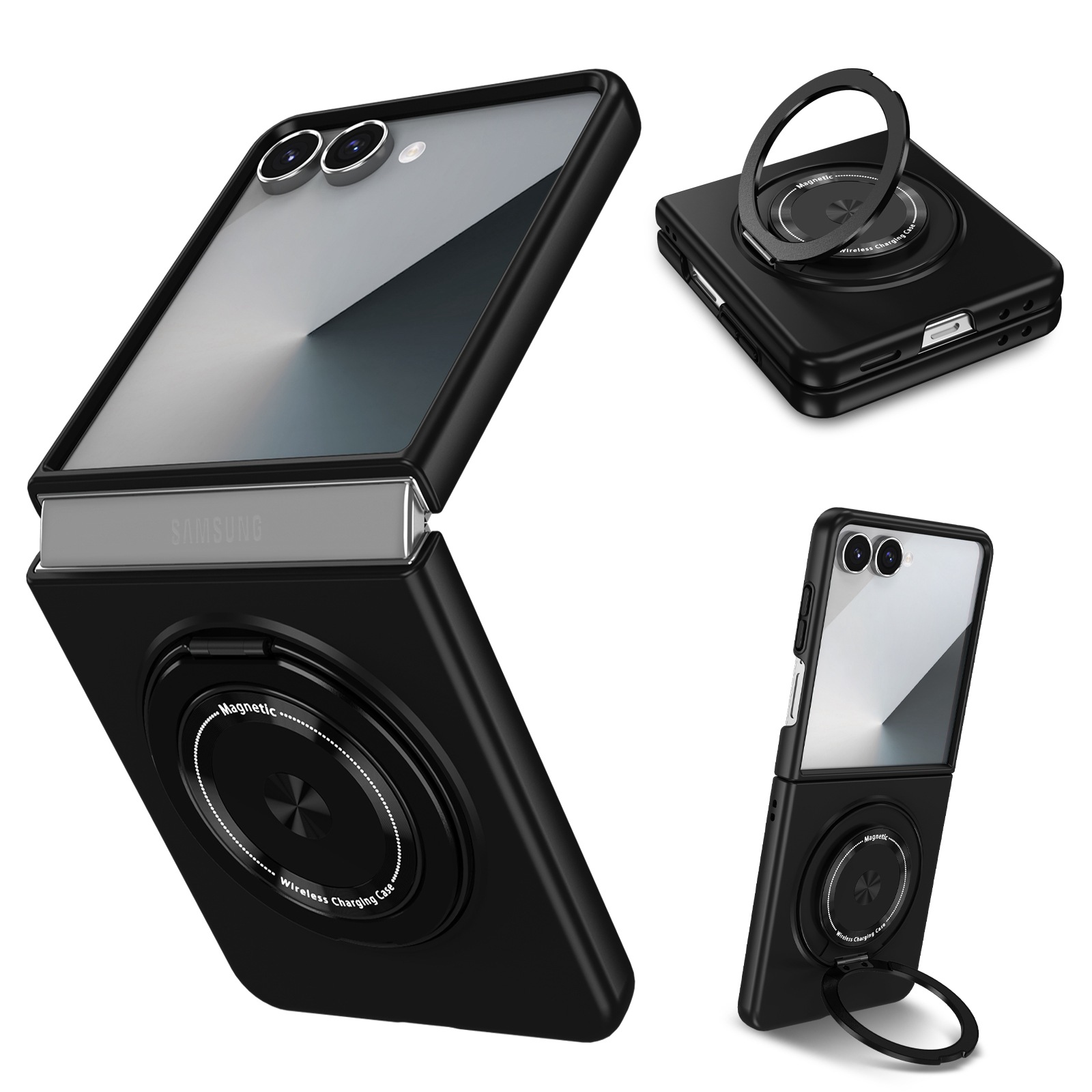Compatible with Samsung Z Flip 8/7 phone case, 6/5 magnetic 360° rotating stand, 4/3 folding screen drop protection case