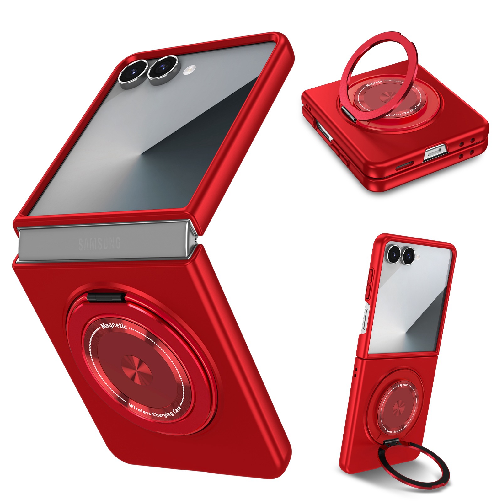 Compatible with Samsung Z Flip 8/7 phone case, 6/5 magnetic 360° rotating stand, 4/3 folding screen drop protection case
