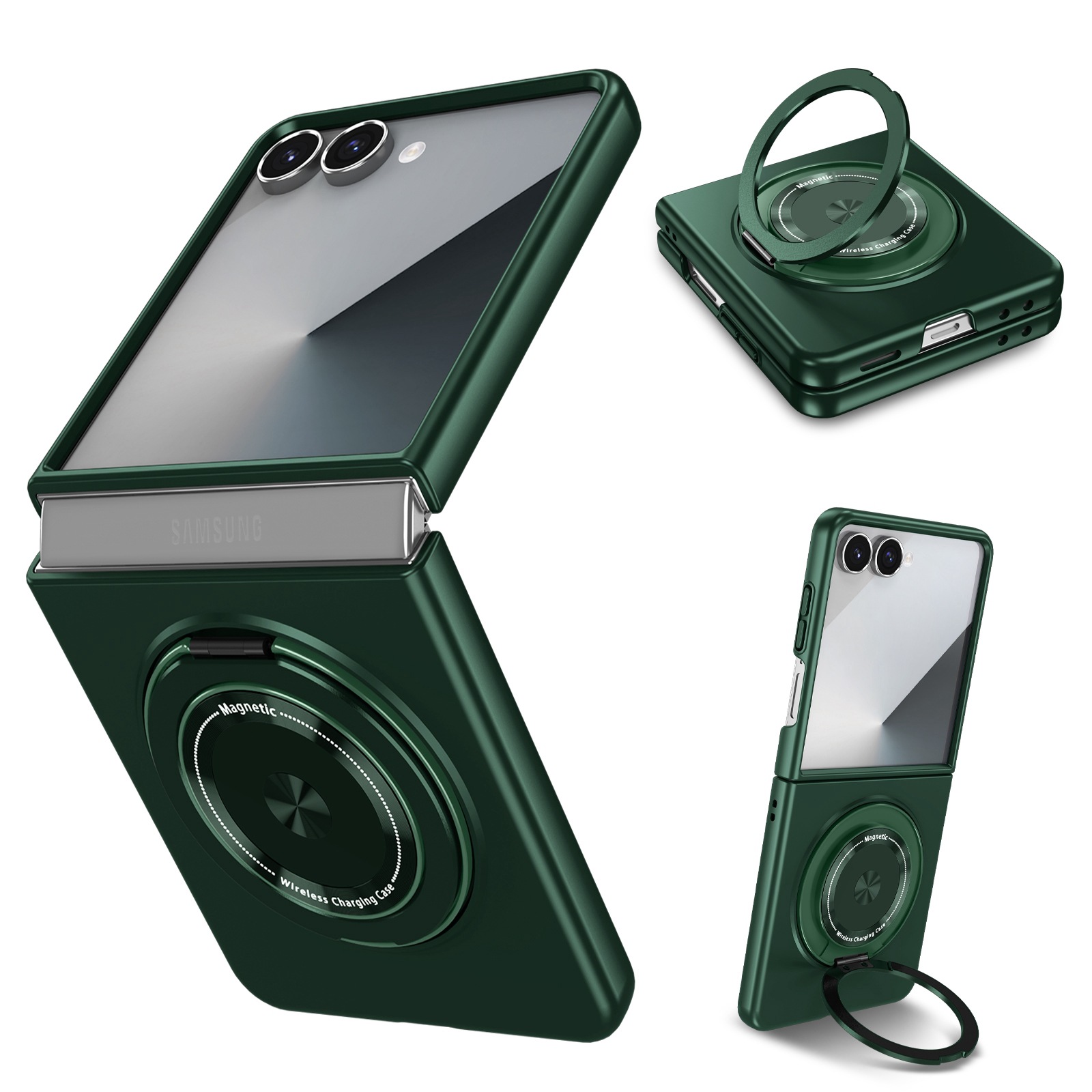 Compatible with Samsung Z Flip 8/7 phone case, 6/5 magnetic 360° rotating stand, 4/3 folding screen drop protection case