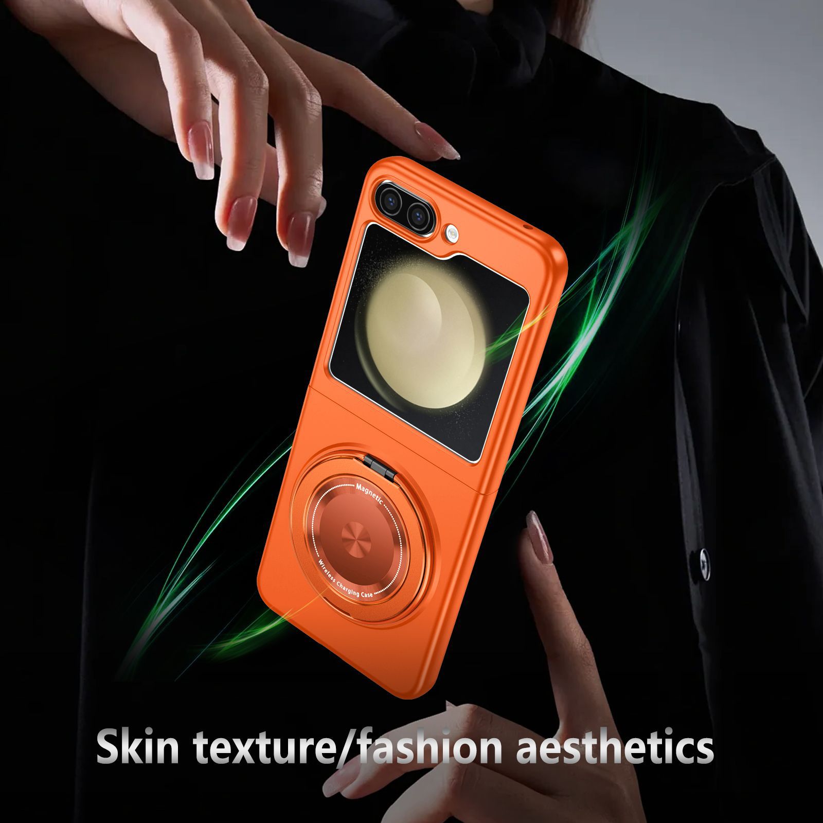 Compatible with Samsung Z Flip 8/7 phone case, 6/5 magnetic 360° rotating stand, 4/3 folding screen drop protection case