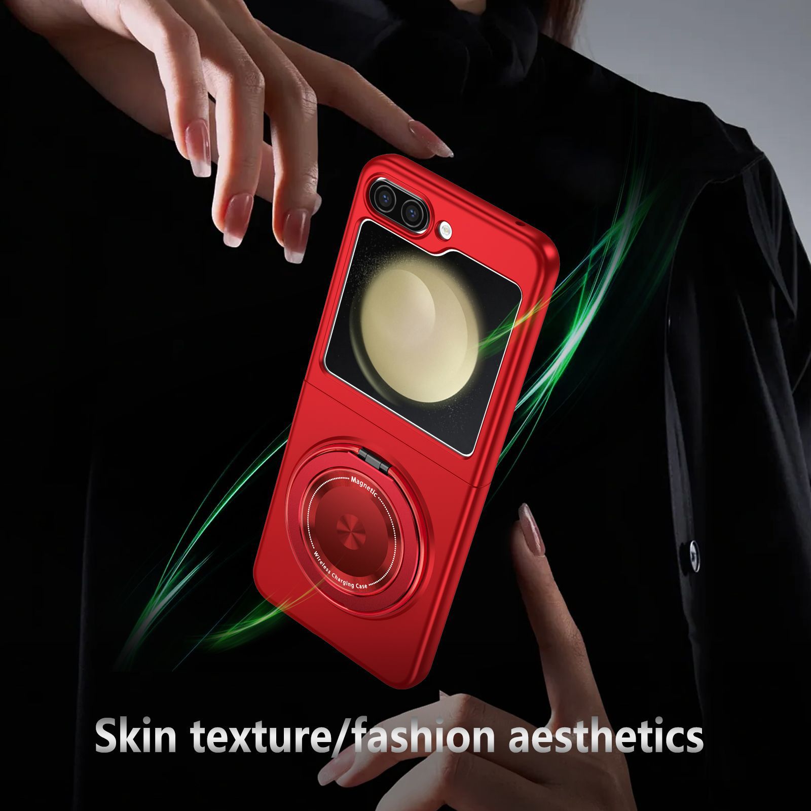 Compatible with Samsung Z Flip 8/7 phone case, 6/5 magnetic 360° rotating stand, 4/3 folding screen drop protection case