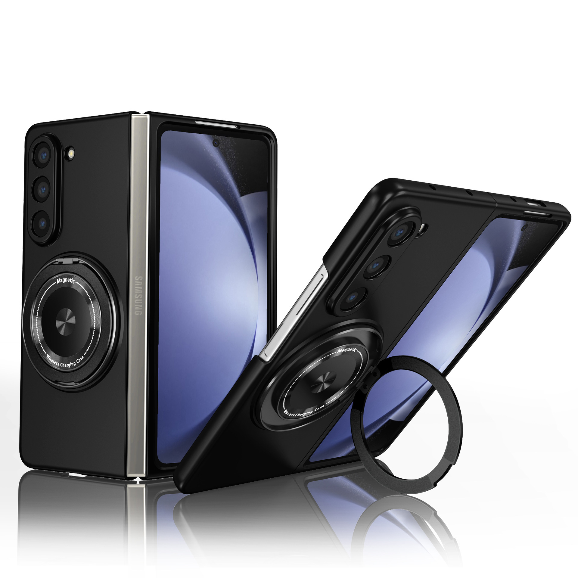 Compatible with Samsung Z Flip 8/7 phone case, 6/5 magnetic 360° rotating stand, 4/3 folding screen drop protection case