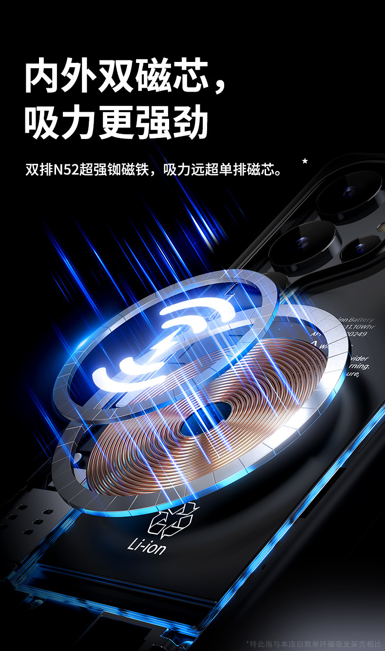 Compatible with Samsung S25 Ultra phone case, S24/23 Plus dual-ring 360° magnetic stand, frosted anti-drop protective case