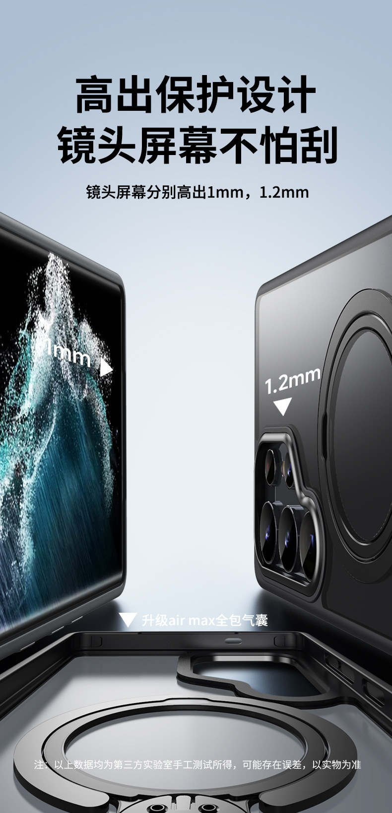 Compatible with Samsung S25 Ultra phone case, S24/23 Plus dual-ring 360° magnetic stand, frosted anti-drop protective case