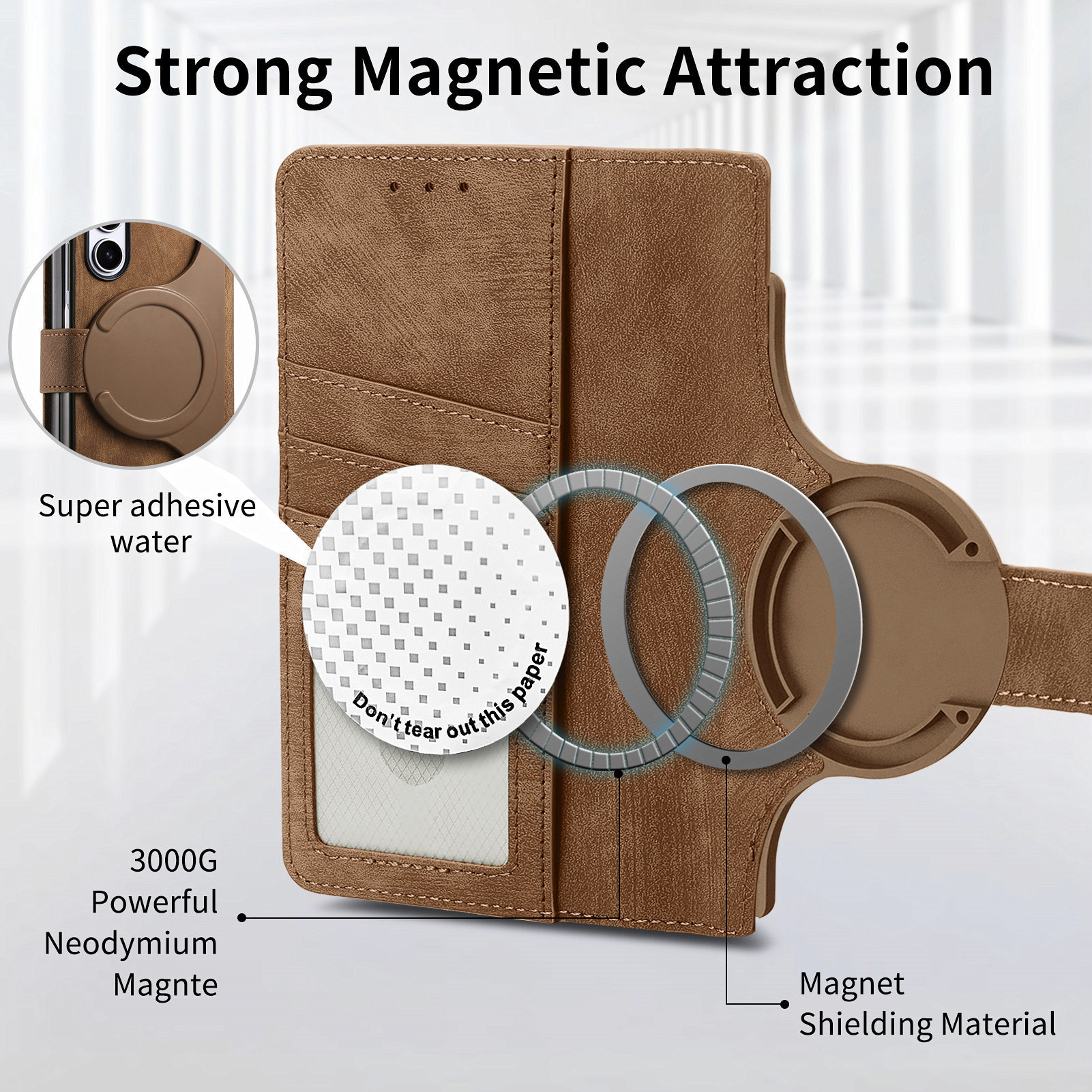 Compatible with Samsung Z Fold8U phone case, 7/6 magnetic detachable zipper, card slot, 5/4 flip cover, protective case.