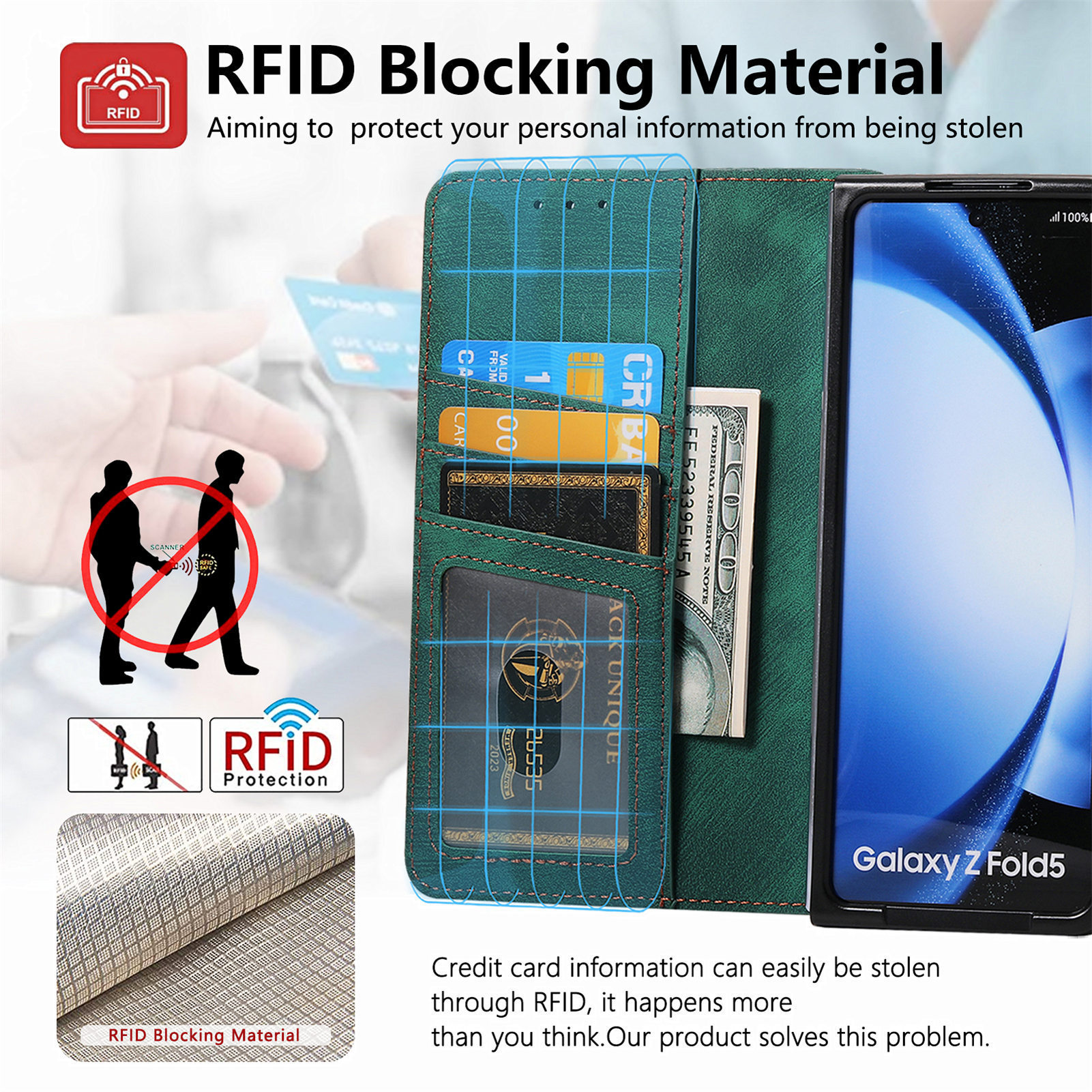 Compatible with Samsung Z Fold8U phone case, 7/6 magnetic detachable zipper, card slot, 5/4 flip cover, protective case.