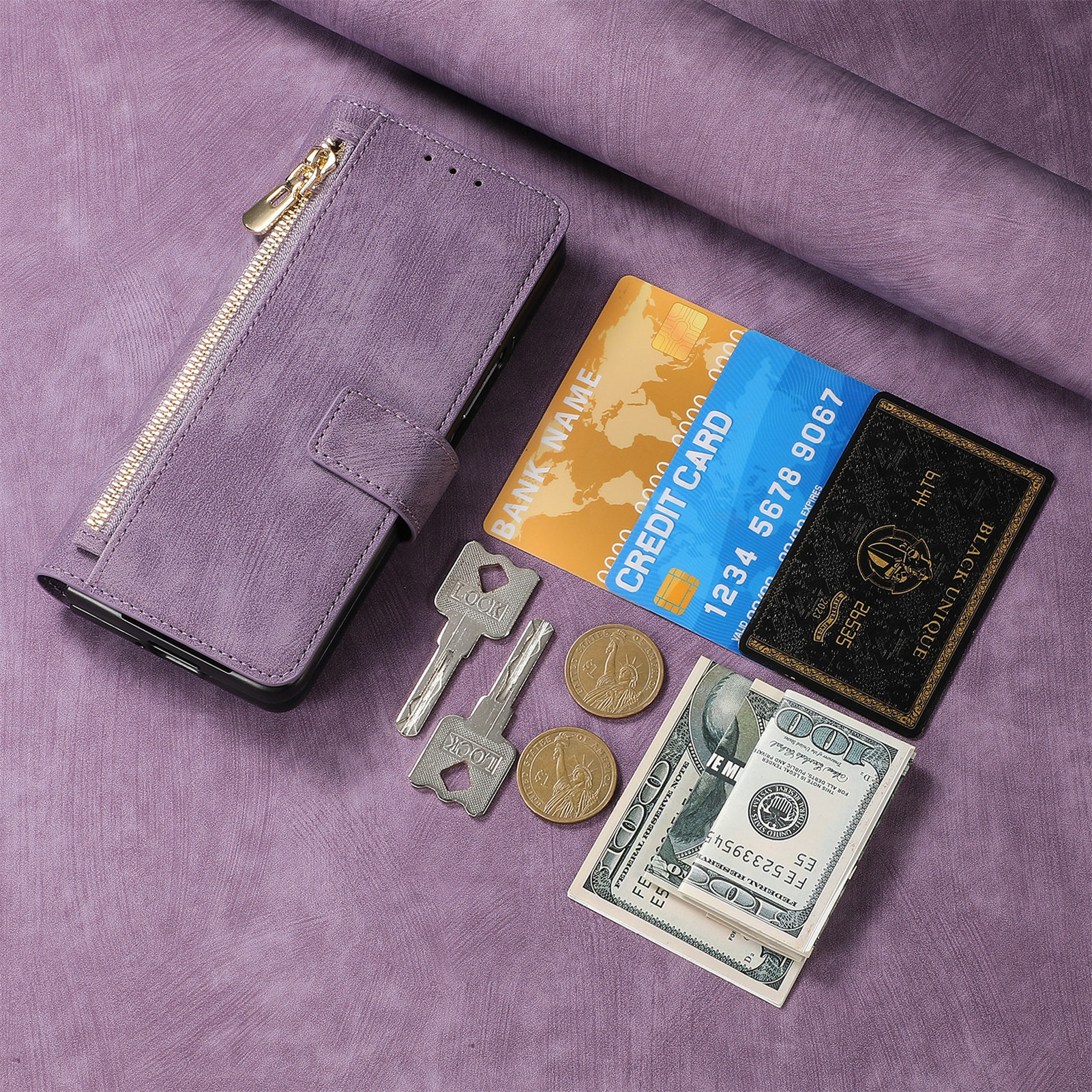 Compatible with Samsung Z Fold8U phone case, 7/6 magnetic detachable zipper, card slot, 5/4 flip cover, protective case.