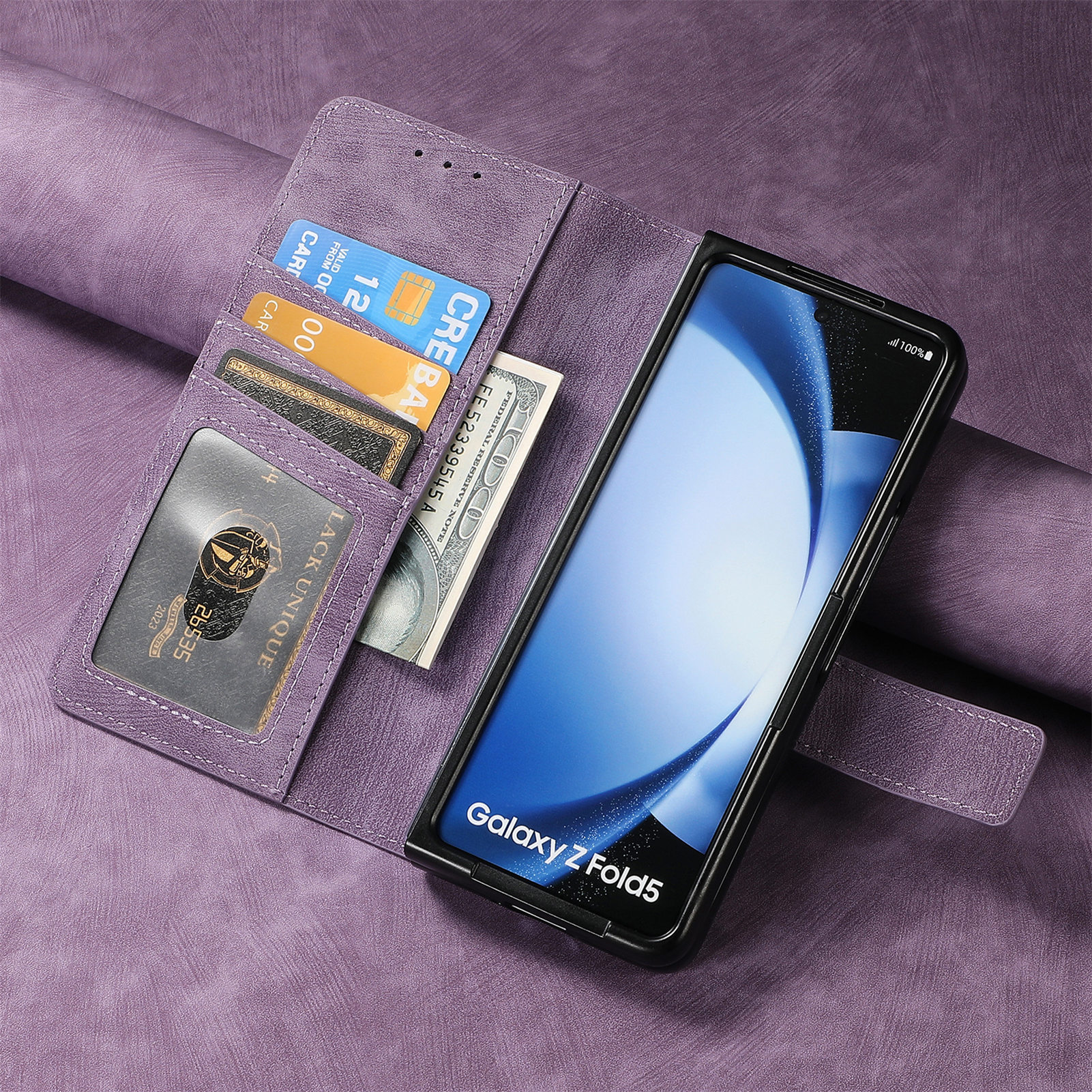Compatible with Samsung Z Fold8U phone case, 7/6 magnetic detachable zipper, card slot, 5/4 flip cover, protective case.