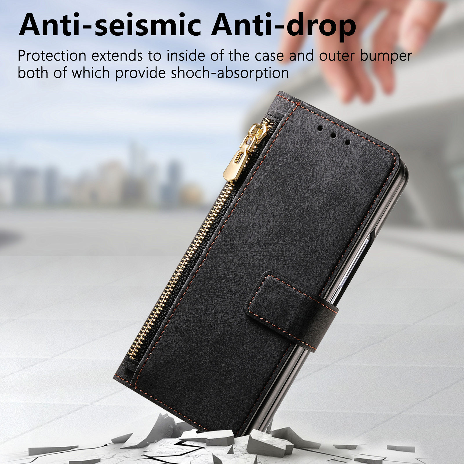 Compatible with Samsung Z Fold8U phone case, 7/6 magnetic detachable zipper, card slot, 5/4 flip cover, protective case.