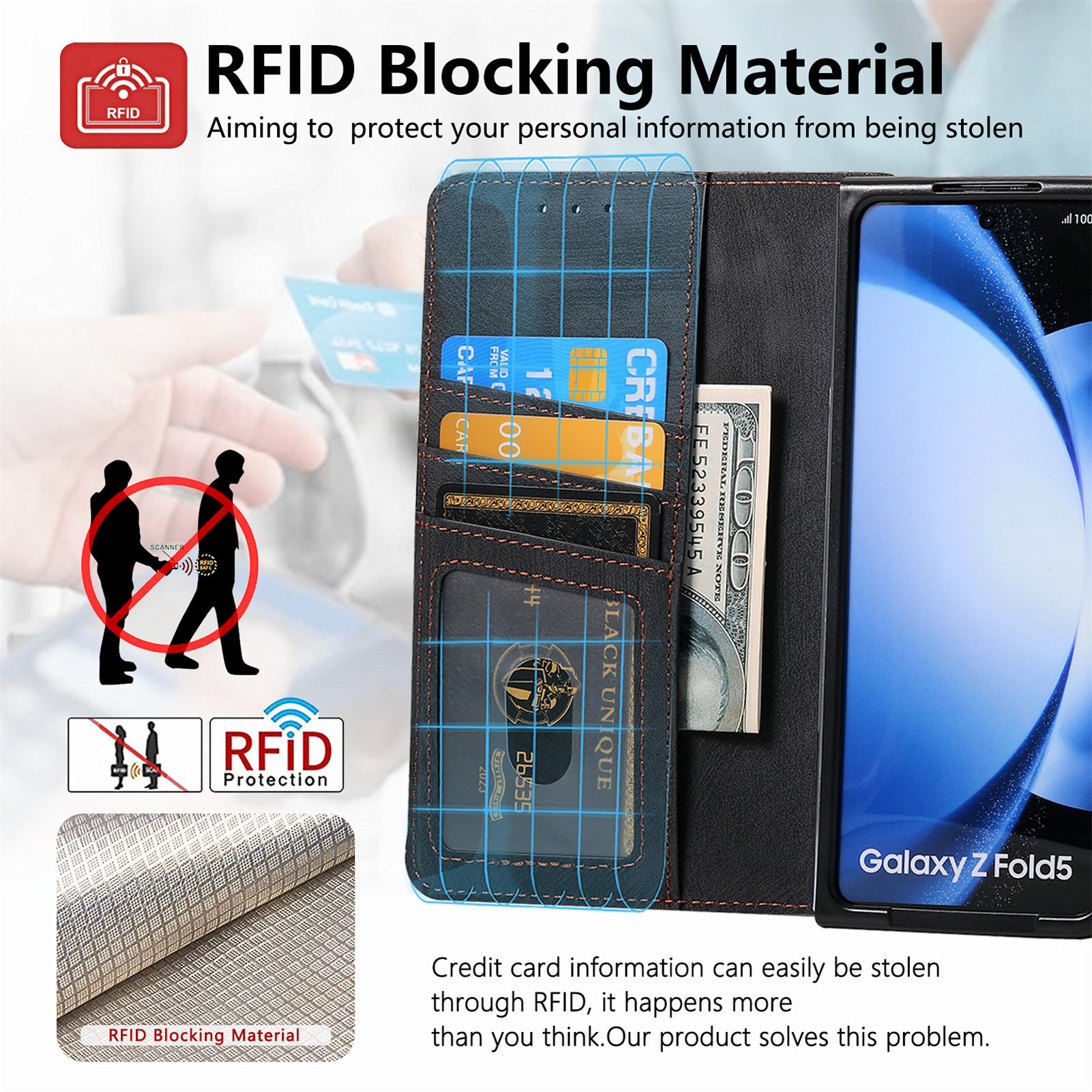 Compatible with Samsung Z Fold8U phone case, 7/6 magnetic detachable zipper, card slot, 5/4 flip cover, protective case.