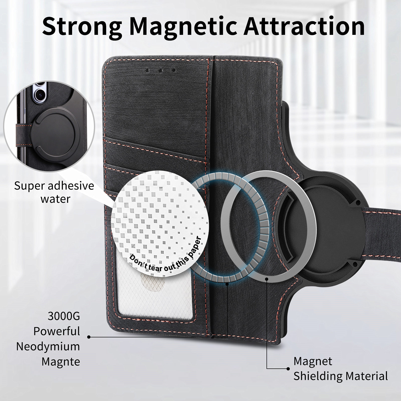 Compatible with Samsung Z Fold8U phone case, 7/6 magnetic detachable zipper, card slot, 5/4 flip cover, protective case.