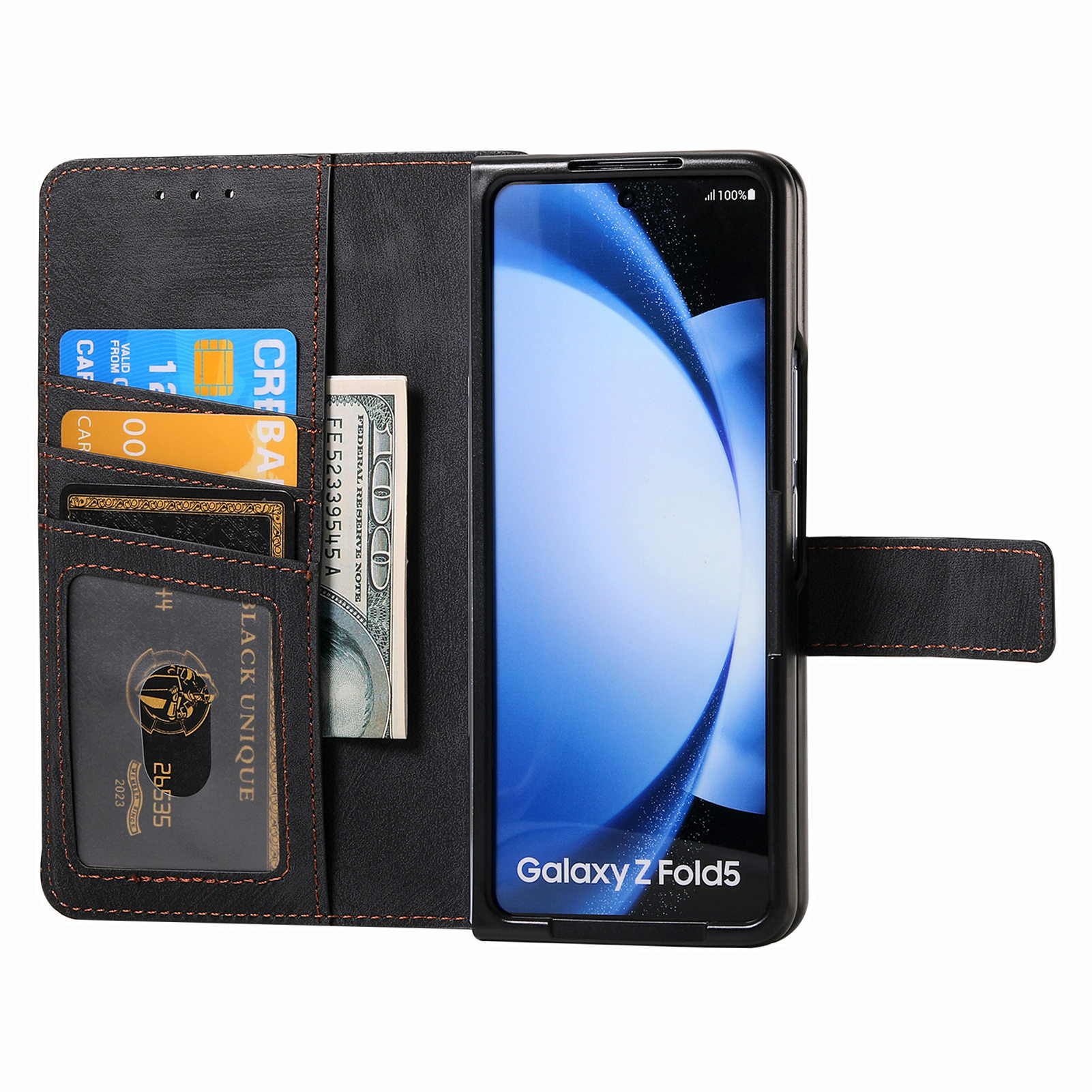 Compatible with Samsung Z Fold8U phone case, 7/6 magnetic detachable zipper, card slot, 5/4 flip cover, protective case.
