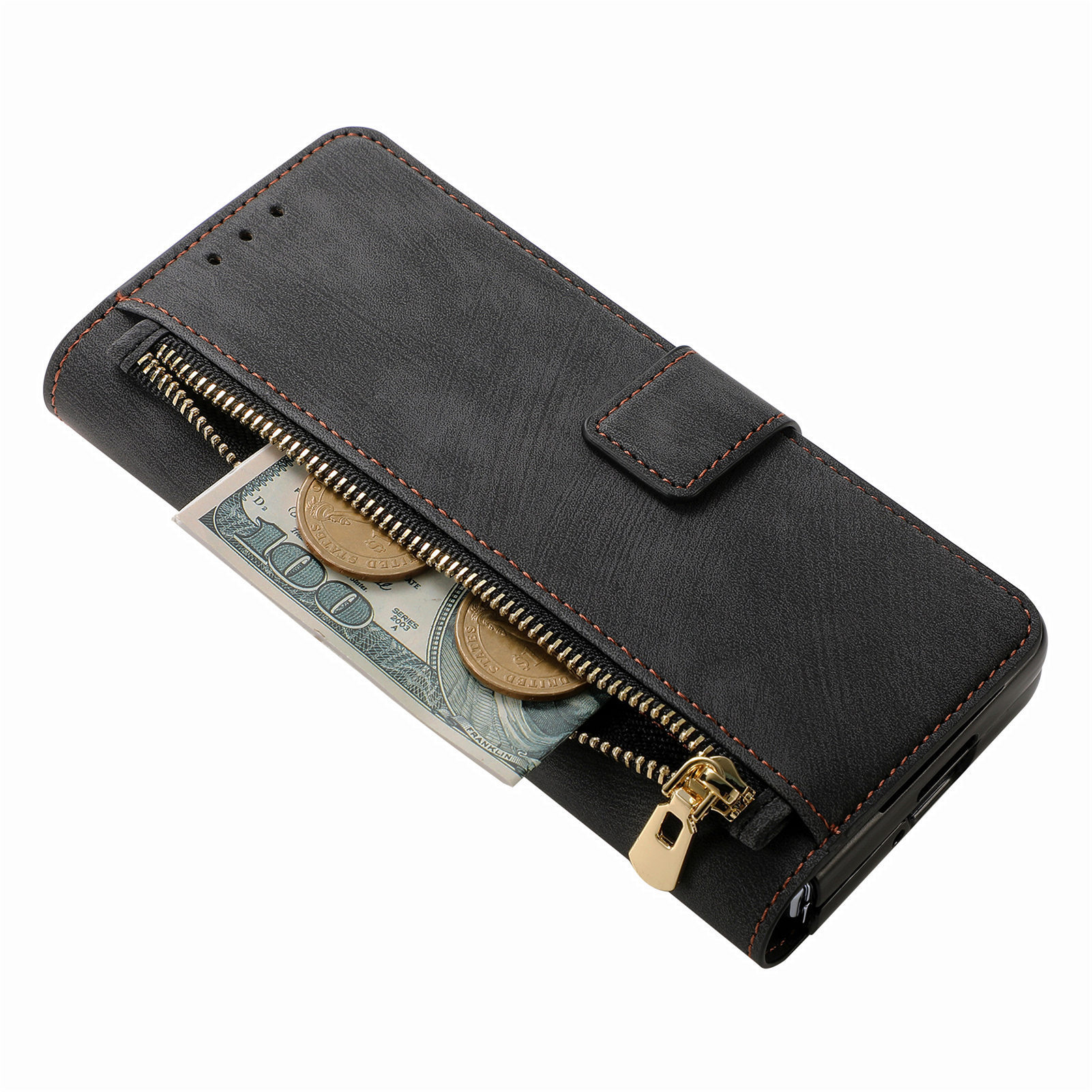 Compatible with Samsung Z Fold8U phone case, 7/6 magnetic detachable zipper, card slot, 5/4 flip cover, protective case.