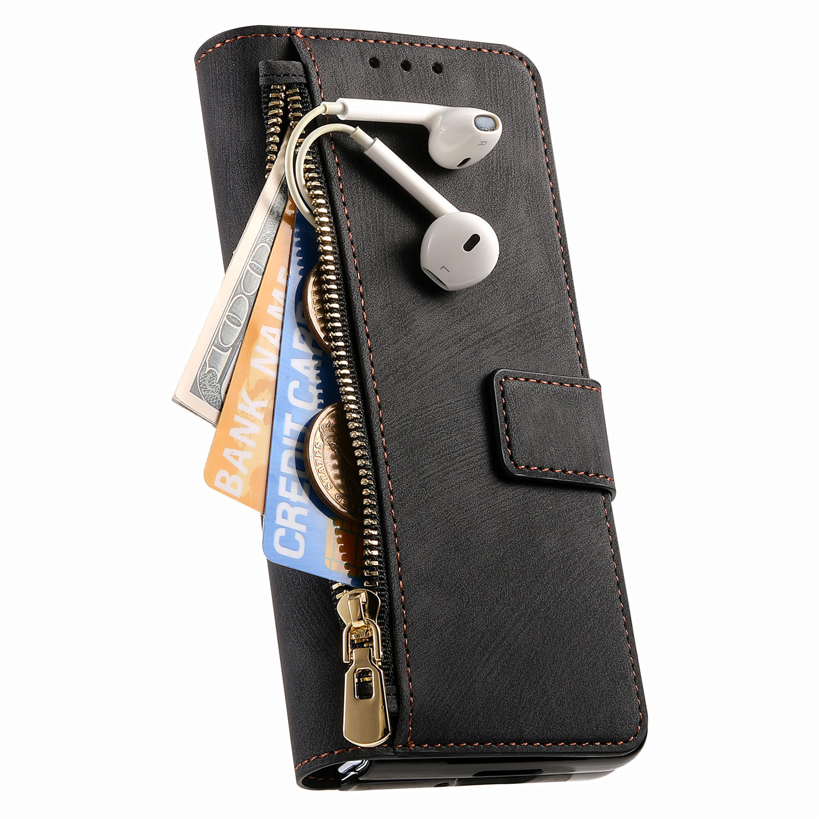 Compatible with Samsung Z Fold8U phone case, 7/6 magnetic detachable zipper, card slot, 5/4 flip cover, protective case.