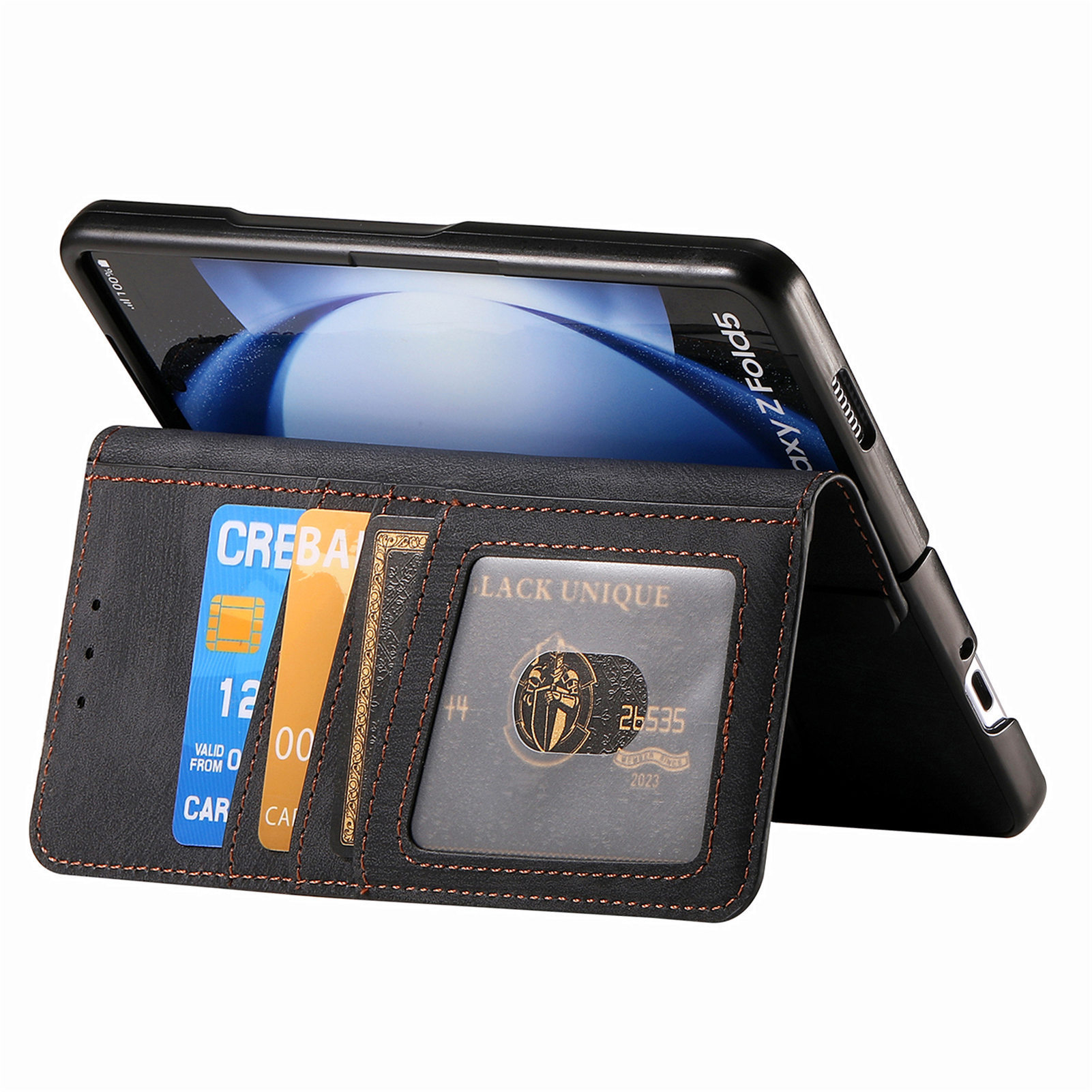 Compatible with Samsung Z Fold8U phone case, 7/6 magnetic detachable zipper, card slot, 5/4 flip cover, protective case.
