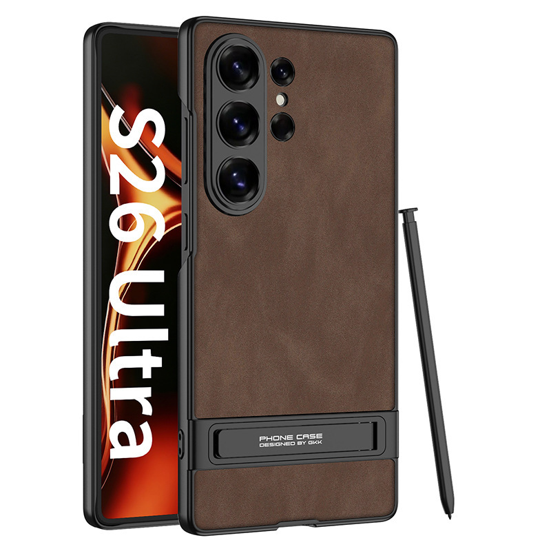 Compatible with Samsung S26 Ultra phone case, S25/24 Ultra frosted leather Triumph stand drop protection case