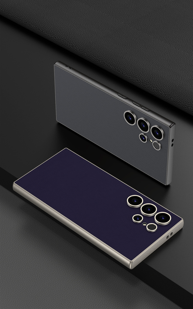Compatible with Samsung S24 Ultra phone case and S23 Ultra metallic paint vegan leather matte finish Amazon protective case