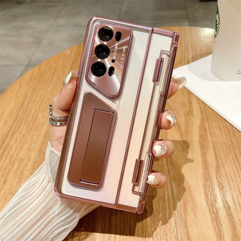 Compatible with Honor Magic V2 RSR phone case, electroplated transparent phantom stand case, full-coverage drop-proof protective case