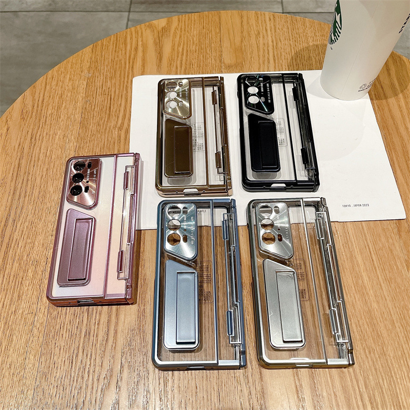 Compatible with Honor Magic V2 RSR phone case, electroplated transparent phantom stand case, full-coverage drop-proof protective case