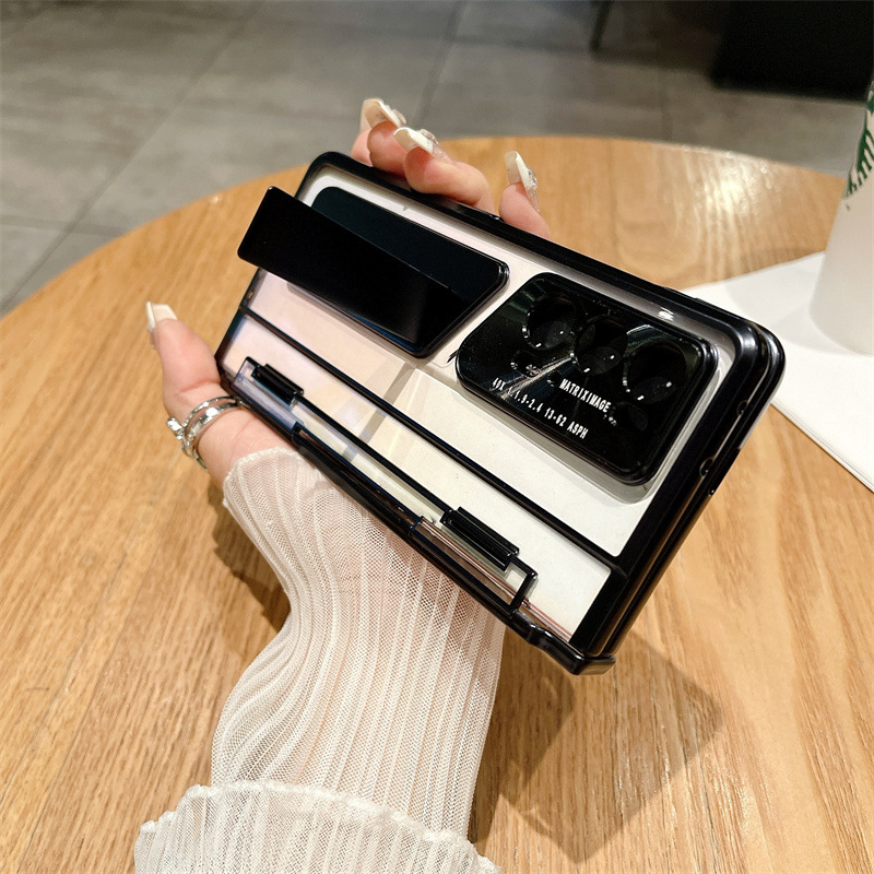 Compatible with Honor Magic V2 RSR phone case, electroplated transparent phantom stand case, full-coverage drop-proof protective case