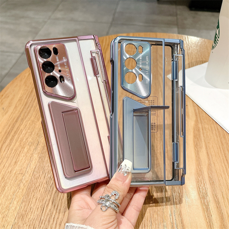 Compatible with Honor Magic V2 RSR phone case, electroplated transparent phantom stand case, full-coverage drop-proof protective case