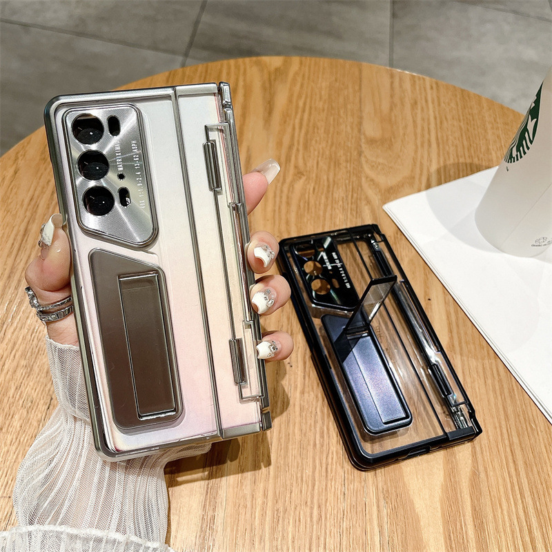 Compatible with Honor Magic V2 RSR phone case, electroplated transparent phantom stand case, full-coverage drop-proof protective case
