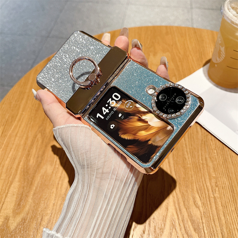 Compatible with OPPO Find N3 Flip phone case, N2 Flip ring hinge, diamond lens shockproof protective case