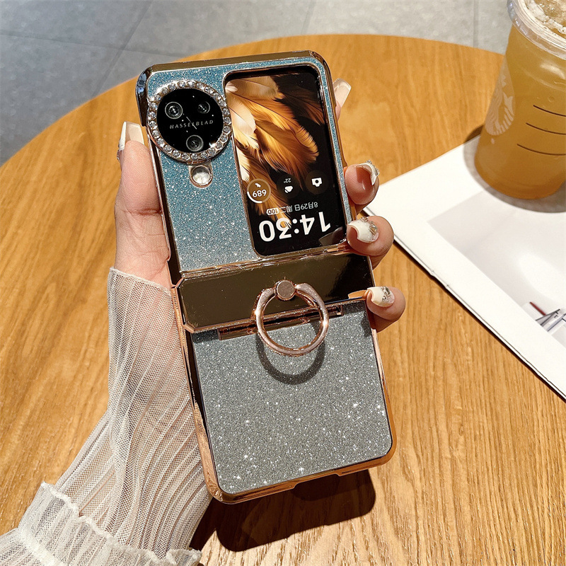Compatible with OPPO Find N3 Flip phone case, N2 Flip ring hinge, diamond lens shockproof protective case