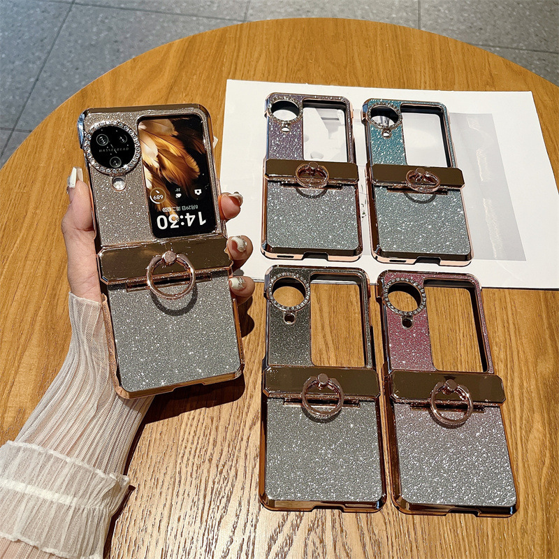 Compatible with OPPO Find N3 Flip phone case, N2 Flip ring hinge, diamond lens shockproof protective case