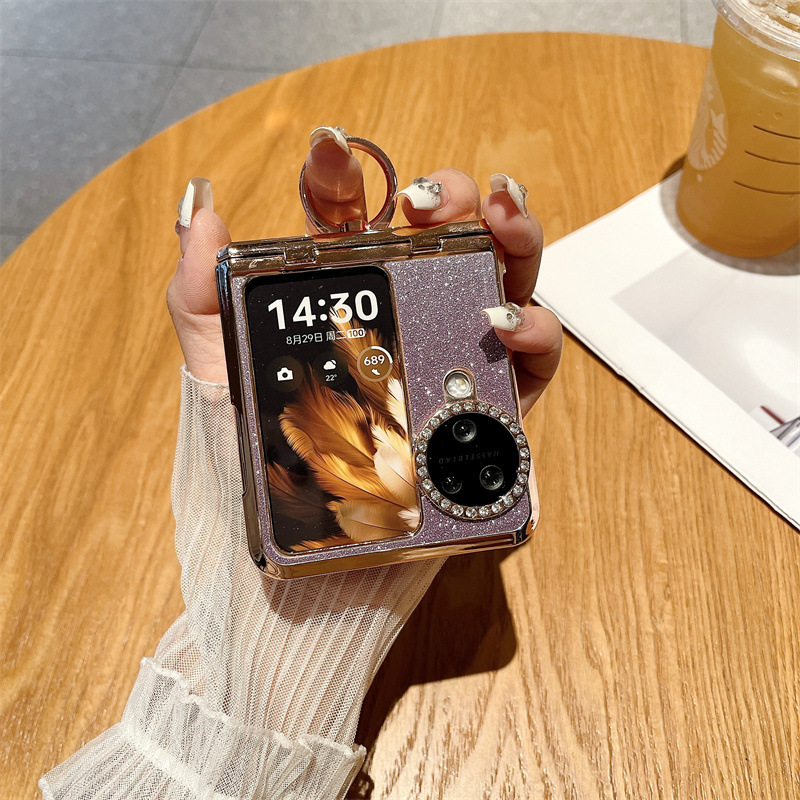 Compatible with OPPO Find N3 Flip phone case, N2 Flip ring hinge, diamond lens shockproof protective case