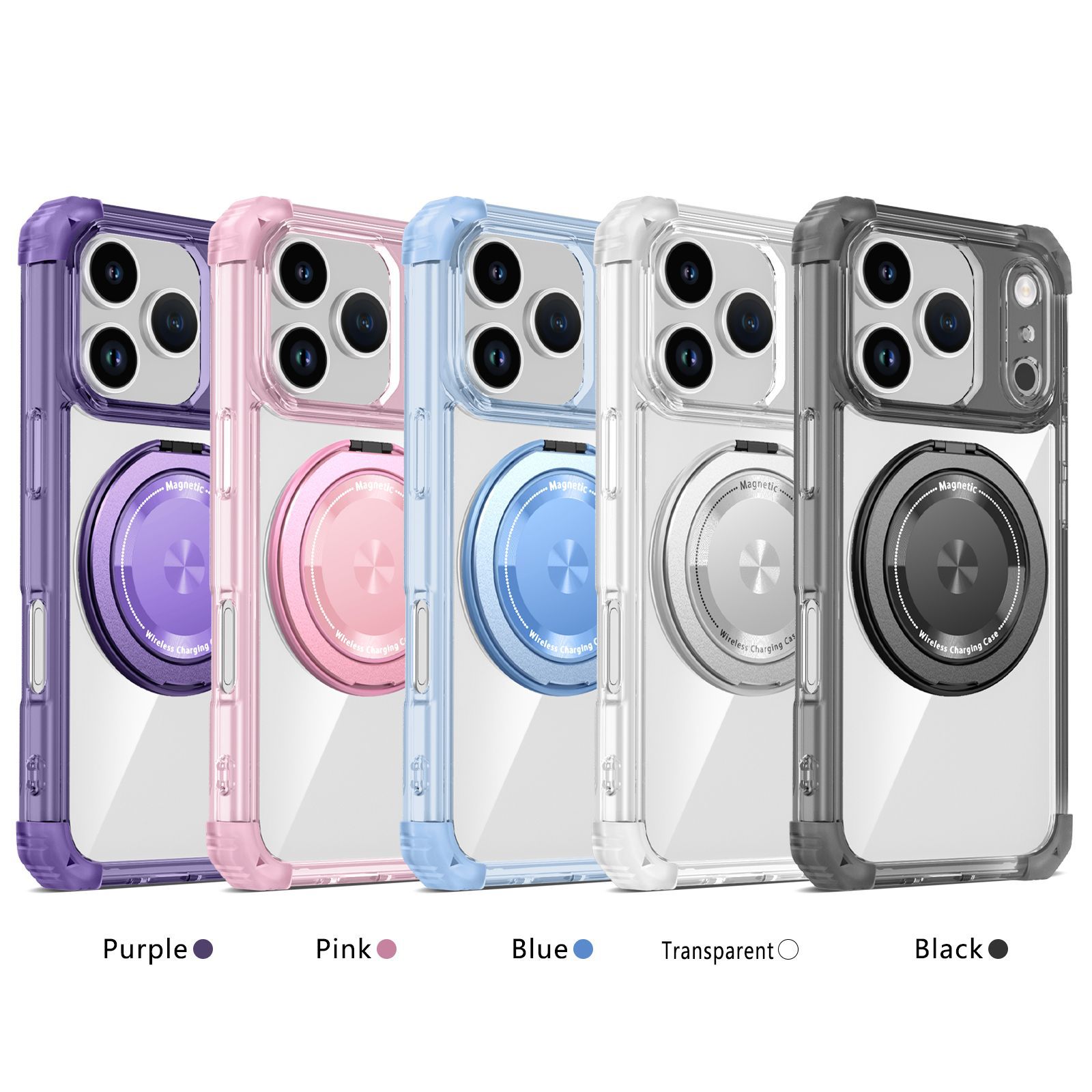 Compatible with Apple 17 Air, 16 Pro Max magnetic rotating stand, 15/14 Pro airbag drop protection case