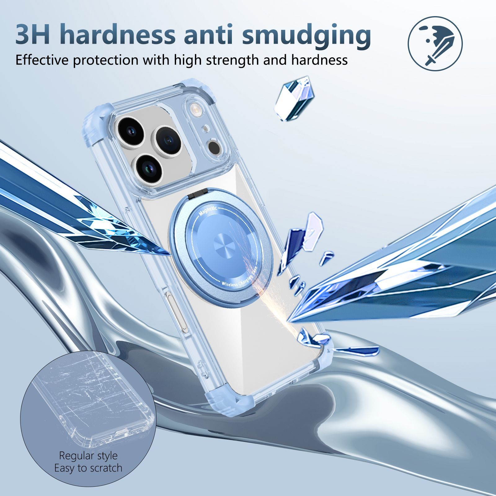 Compatible with Apple 17 Air, 16 Pro Max magnetic rotating stand, 15/14 Pro airbag drop protection case