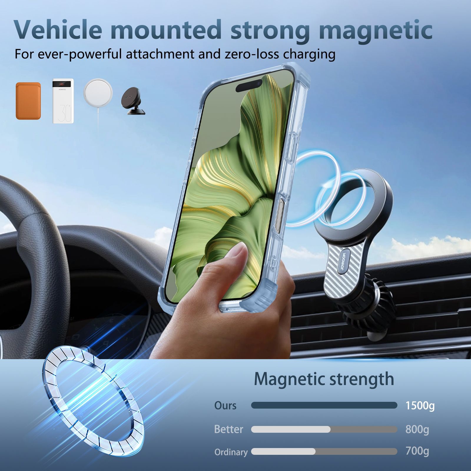 Compatible with Apple 17 Air, 16 Pro Max magnetic rotating stand, 15/14 Pro airbag drop protection case
