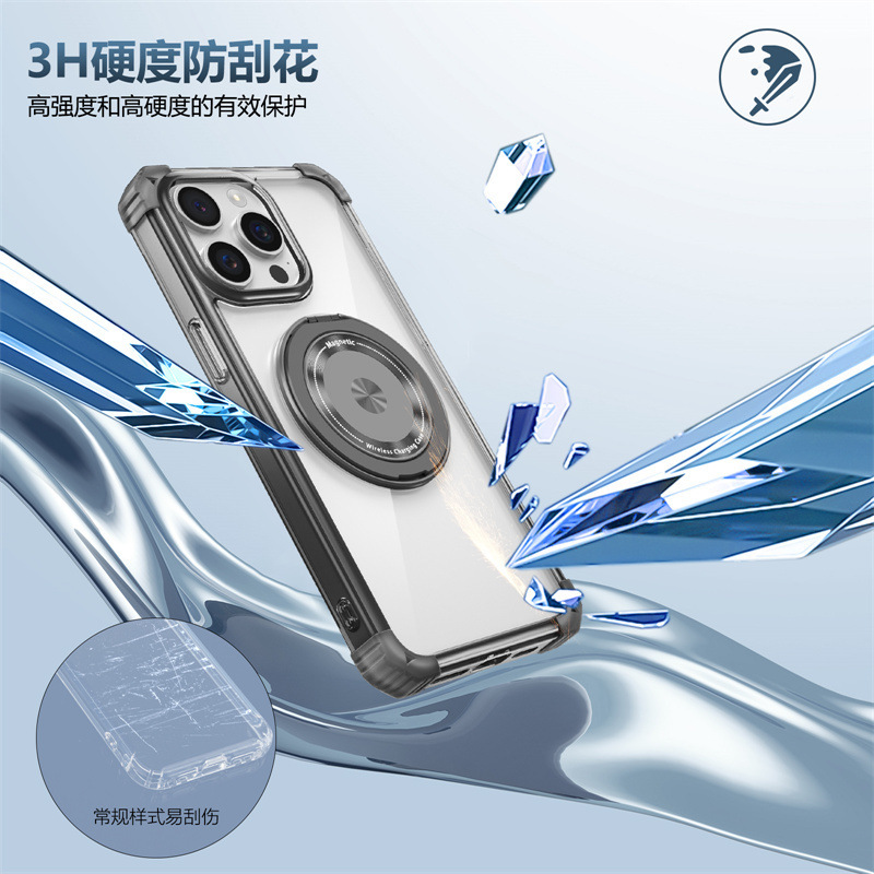 Compatible with Apple 17 Air, 16 Pro Max magnetic rotating stand, 15/14 Pro airbag drop protection case