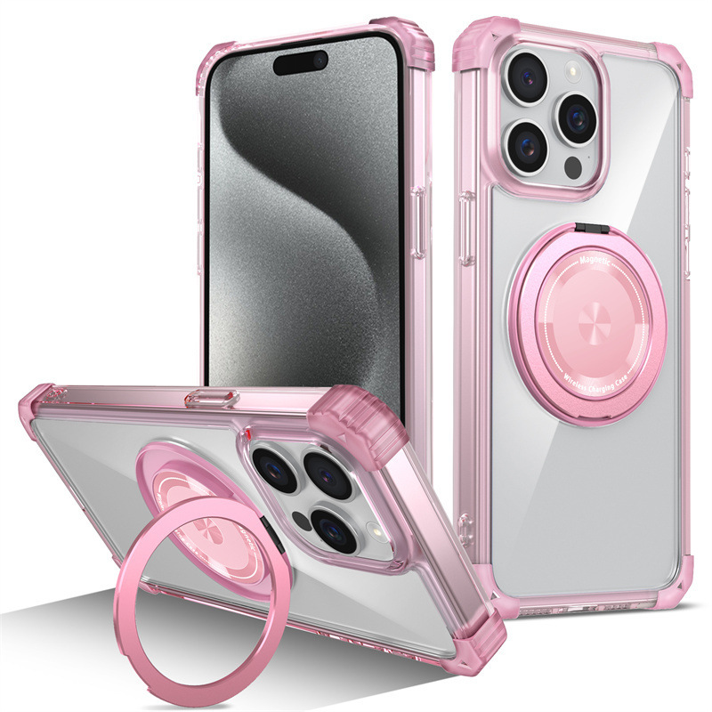 Compatible with Apple 17 Air, 16 Pro Max magnetic rotating stand, 15/14 Pro airbag drop protection case