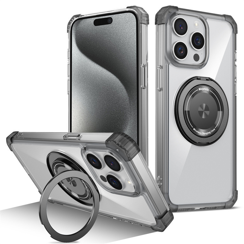Compatible with Apple 17 Air, 16 Pro Max magnetic rotating stand, 15/14 Pro airbag drop protection case