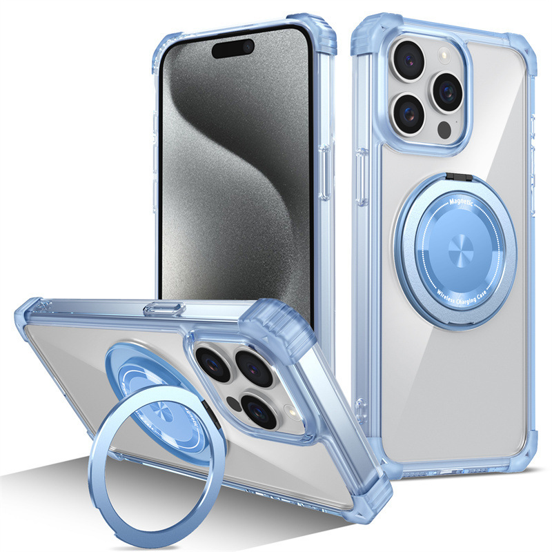 Compatible with Apple 17 Air, 16 Pro Max magnetic rotating stand, 15/14 Pro airbag drop protection case
