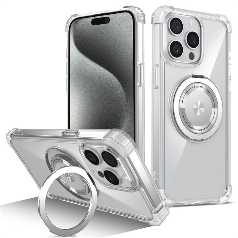 Compatible with Apple 17 Air, 16 Pro Max magnetic rotating stand, 15/14 Pro airbag drop protection case