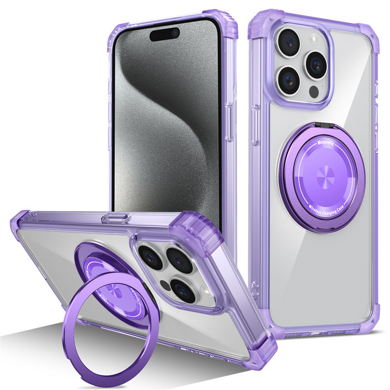 Compatible with Apple 17 Air, 16 Pro Max magnetic rotating stand, 15/14 Pro airbag drop protection case