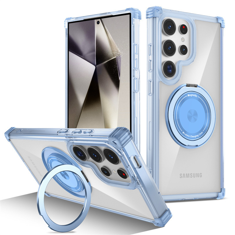 Compatible with Samsung S26/25 Ultra phone case, 24FE magnetic 360° rotating stand, Note20 drop protection case.