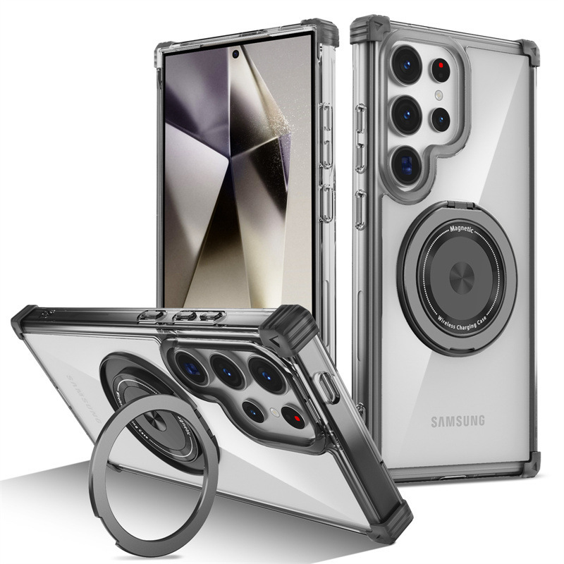 Compatible with Samsung S26/25 Ultra phone case, 24FE magnetic 360° rotating stand, Note20 drop protection case.