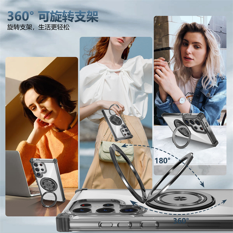 Compatible with Samsung S26/25 Ultra phone case, 24FE magnetic 360° rotating stand, Note20 drop protection case.