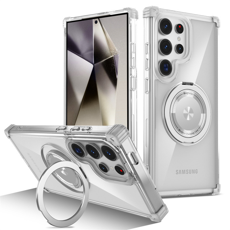 Compatible with Samsung S26/25 Ultra phone case, 24FE magnetic 360° rotating stand, Note20 drop protection case.