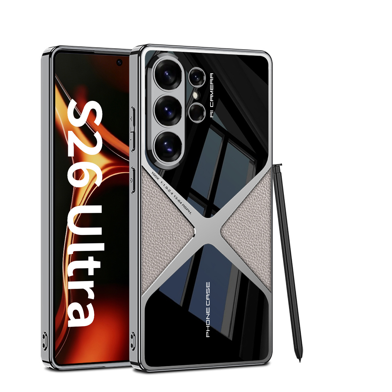 Compatible with Samsung S26 Ultra phone case 25/24U electroplated vegan leather supersonic S23U full-coverage drop-proof protective case