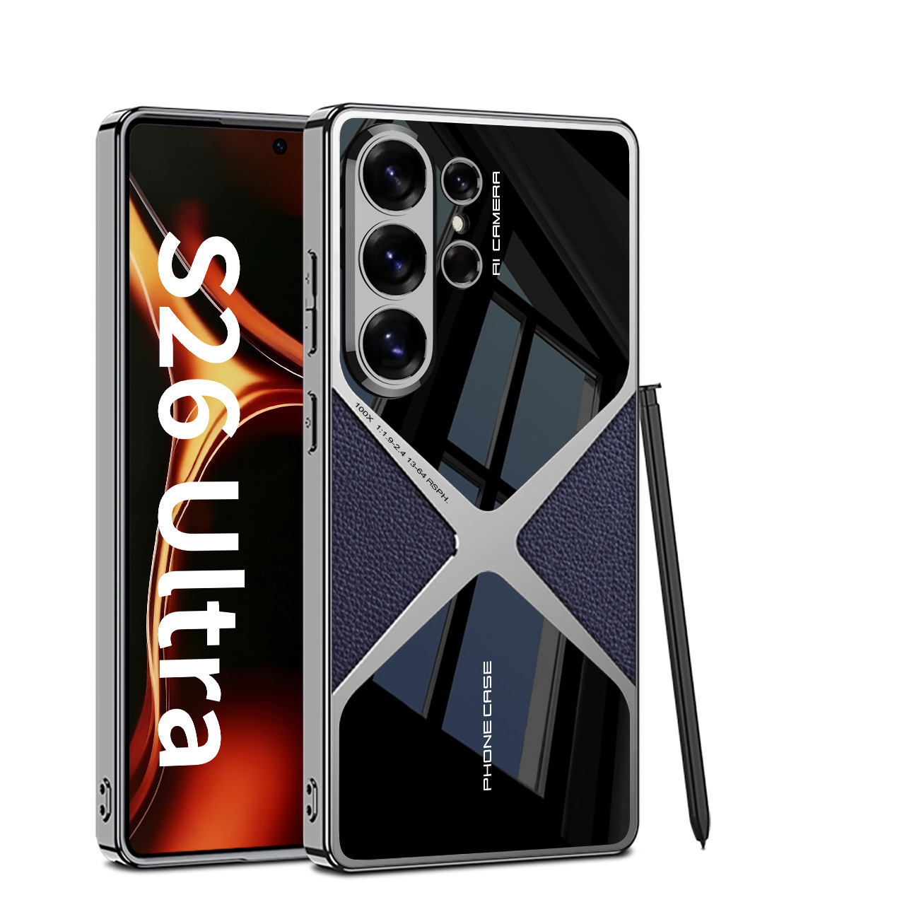 Compatible with Samsung S26 Ultra phone case 25/24U electroplated vegan leather supersonic S23U full-coverage drop-proof protective case