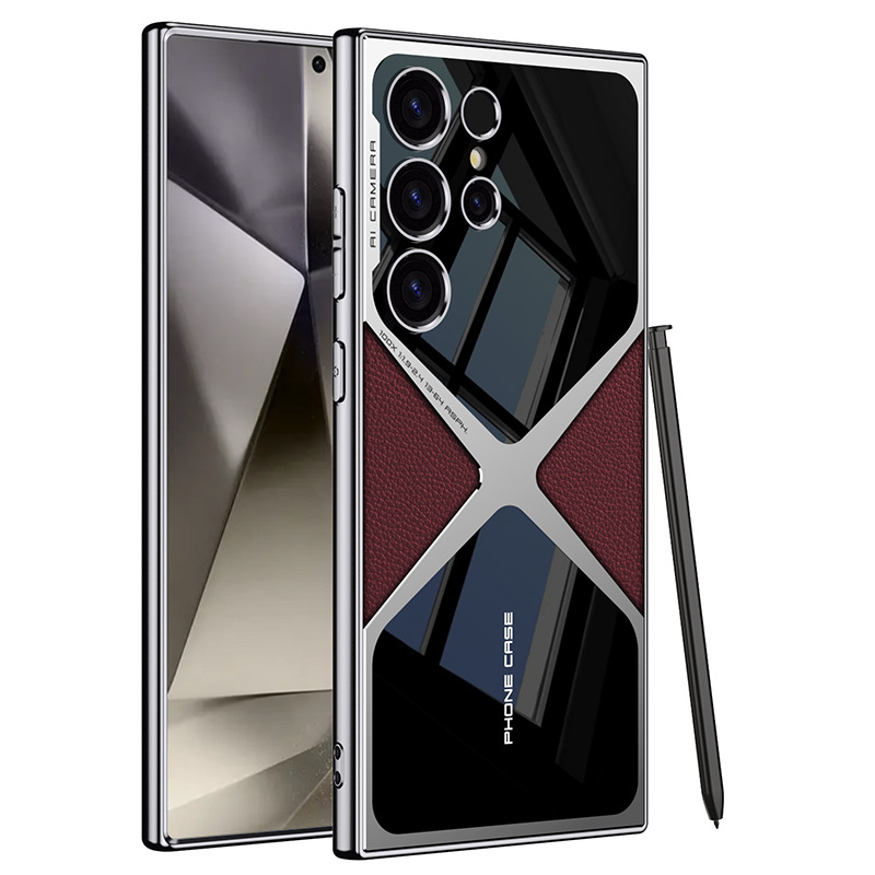 Compatible with Samsung S26 Ultra phone case 25/24U electroplated vegan leather supersonic S23U full-coverage drop-proof protective case