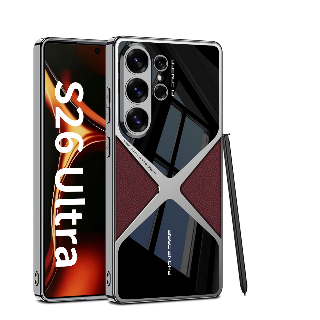 Compatible with Samsung S26 Ultra phone case 25/24U electroplated vegan leather supersonic S23U full-coverage drop-proof protective case